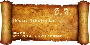 Bódis Nikoletta névjegykártya